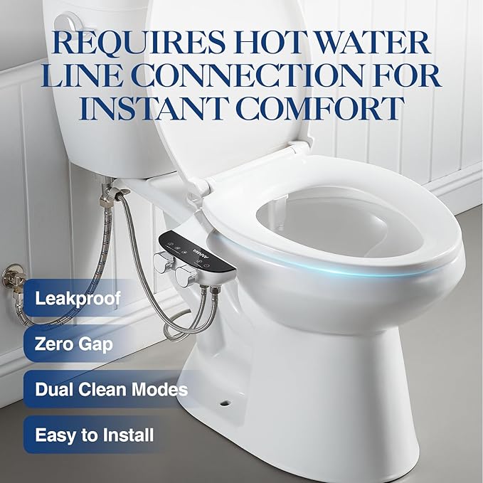 Bidet Attachment for Toilet Seat Non-Electric Bidet Hot and Cold Water Bidet Attachment Toilet Adjustable Water Temperature Posterior/Feminine Wash Dual Retractable Nozzle Self-Cleaning(TT18N)