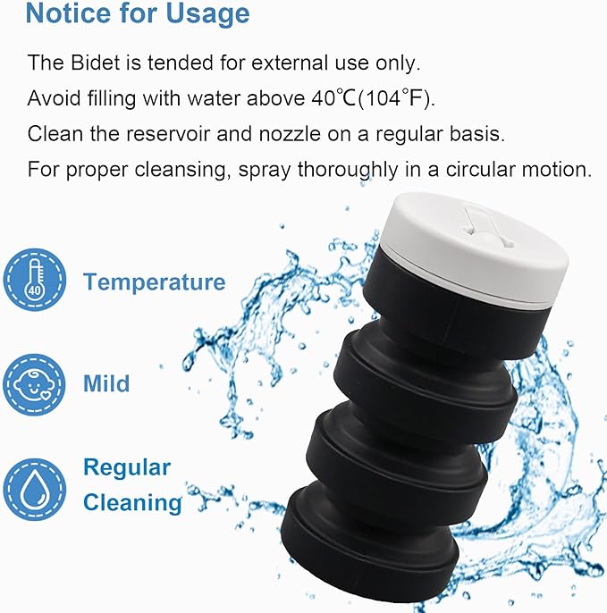 Collapsible Peri Bottle Small Portable Bidet Sprayer, 300ml Travel Size Expandable Camping Mini Bidet for Home, Outdoors, Handheld Foldable Hand Bathroom Bottle for Women Men Black（1pc）