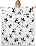 Cartoon Dogs Kids Throw Blanket,Bones Dogs Paws Cute Bed Blanket for Girls Boys Adults,Lovely Dogs Simple Style Fleece Blanket,Black White Chic Fuzzy Blanket,Twin Size (60 x 80 Inches)