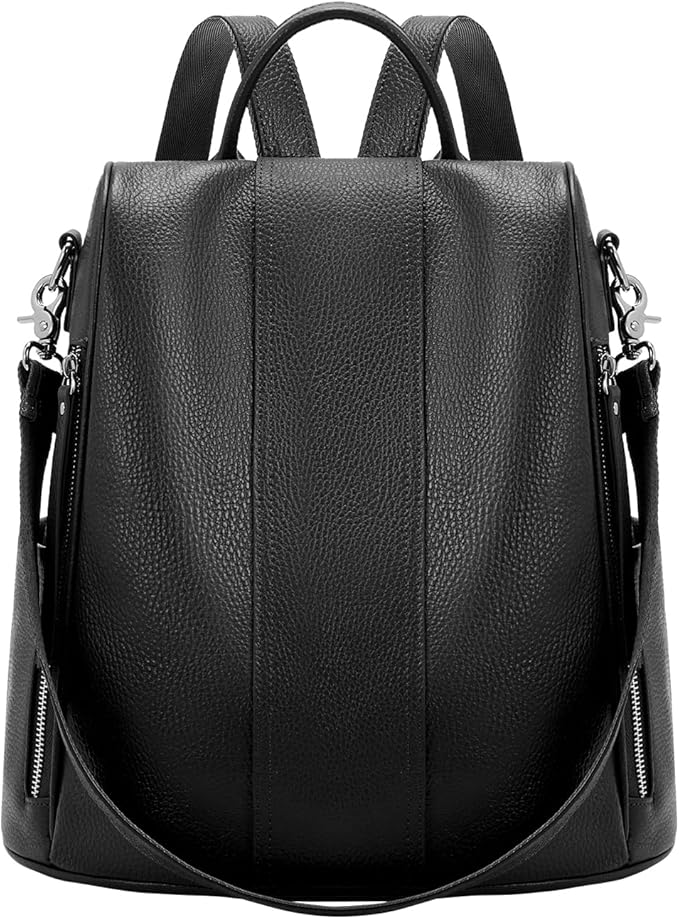Leather Backpack Purses, Anti-theft Genuine Leather Backpack Bags for Women, Large Capcacity Fashion Convertible Shouler Bags for School Travel Daily