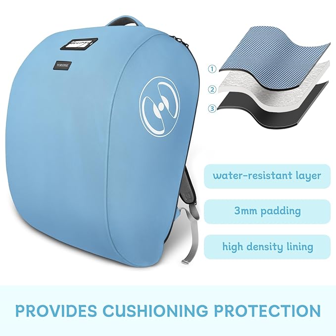 YOREPEK Padded Stroller Travel Bag for Airplane, Fits for Doona Stroller with isofix Base, Sturdy Stroller Bag Backpack with Lockable Zipper, Foldable Stroller Cover for Baby Travel,Ocean Blue