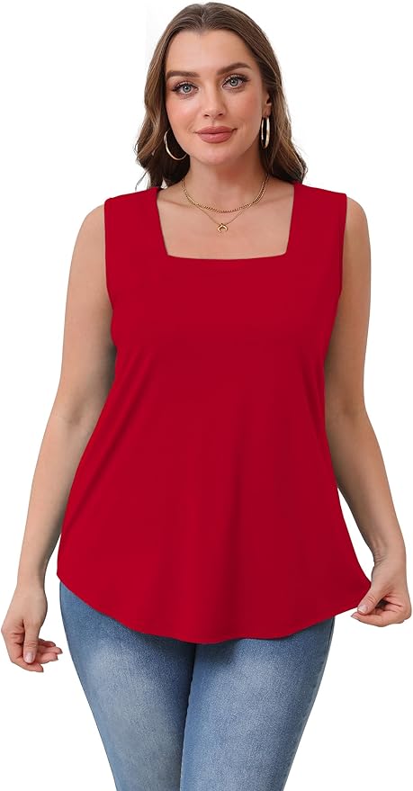 WIHOLL Women's Square Neck Tank Top