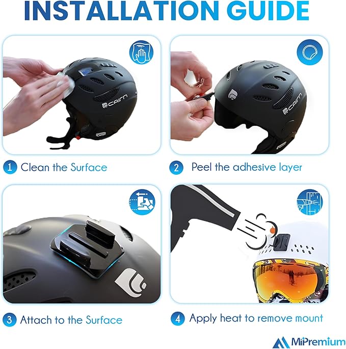 Helmet Mount Adhesive Sticky Pads for GoPro Hero 13 12 11 10 9 8 MAX Go Pro 7 6 5 4 3 2 1 Session Insta 360 DJI Osmo Campark SJCAM AKASO Action Cameras Buckle Mounts Adapter Accessories Mounting Kit