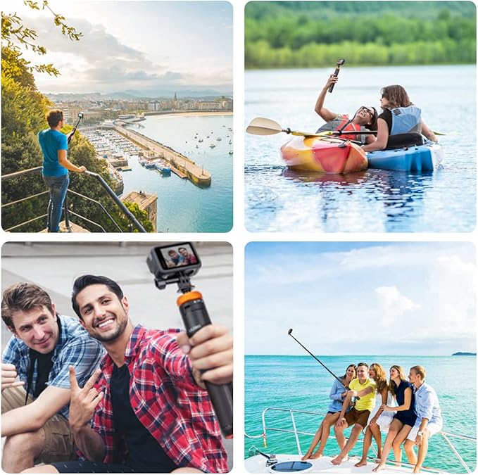 UURig Telescopic Selfie Stick Long with Tripod, Waterproof Hand Grip, for Insta360X5/X4, GoPro Hero 13 12 11 10 9 8 7 6 5 4 3 2, Fusion, Max, Session, AKASO, SJCAM, DJI OSMO Action 6/5Pro/4/3 GoPro