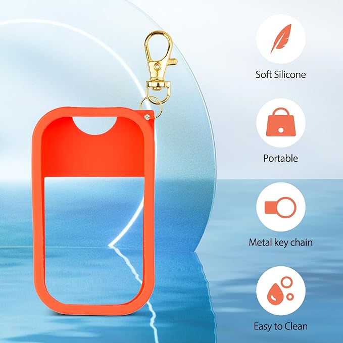 TERPINK Silicone Case Compatible with Touchland Hand Sanitizer Spray, Protective Case with Keychain for Power Mist and Glow Mist 1 fl oz, Hand Sanitizer Spray Accessory (Orange, 1 Pack)