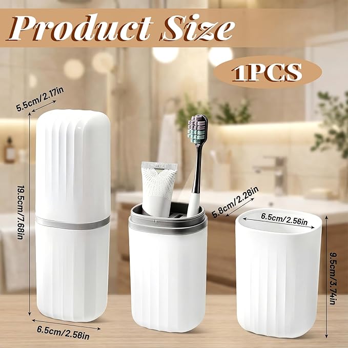 Xthrotsenk Toothbrush Travel Case 2 in 1 Traveling Toothbrush Holders Travel Toothbrushes Container Tooth Brush Case Portable Tooth Brush Holder for Camping, Business, Home (White)