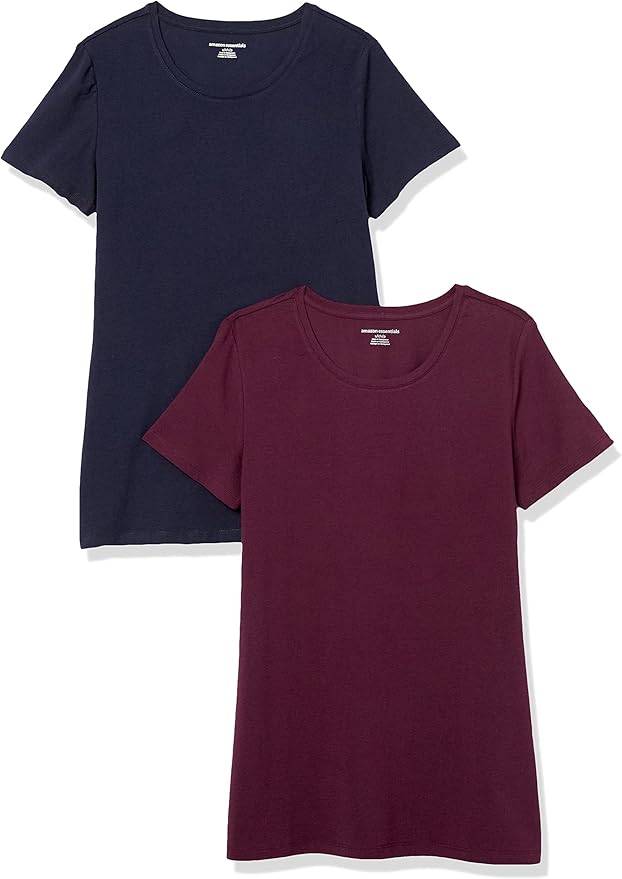 Amazon Essentials Women's Regular-Fit Short-Sleeve T-Shirt (Crewneck and V-Neck Options), Multipacks