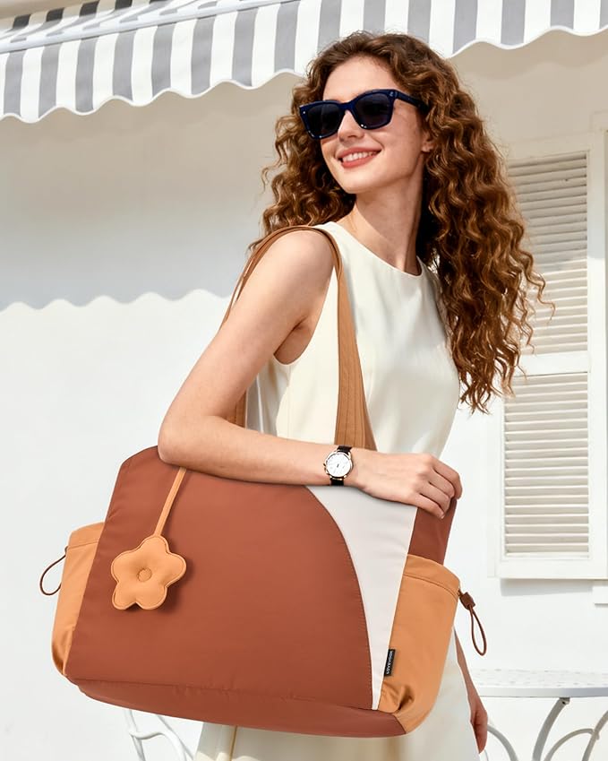 LOVEVOOK Tote Bag for Women, Puffer Work Bags with Zipper for Daily Travel College, Teacher Nurse Laptop Handbags Purses Gift