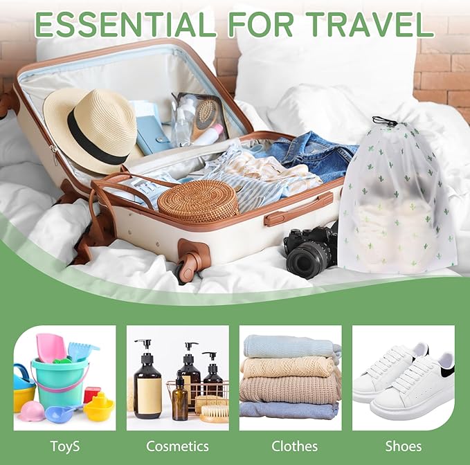 Shoe Bags for Travel, 15.7" x 11.8" Travel Shoe Bags for Packing, Large Waterproof Portable Travel Shoe Storage Bags Travel Essentials Women for and Men (20, Cactus)