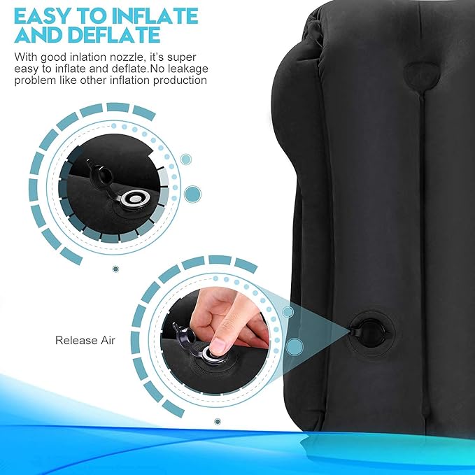 Inflatable Travel Pillows for Airplane, Blow Up Neck Pillow for Sleeping, Airplane Travel Essentials for Long Flight Support Head, Neck and Lumbar, Used for Car/Bus/Train/Office Rest, Adults Kids