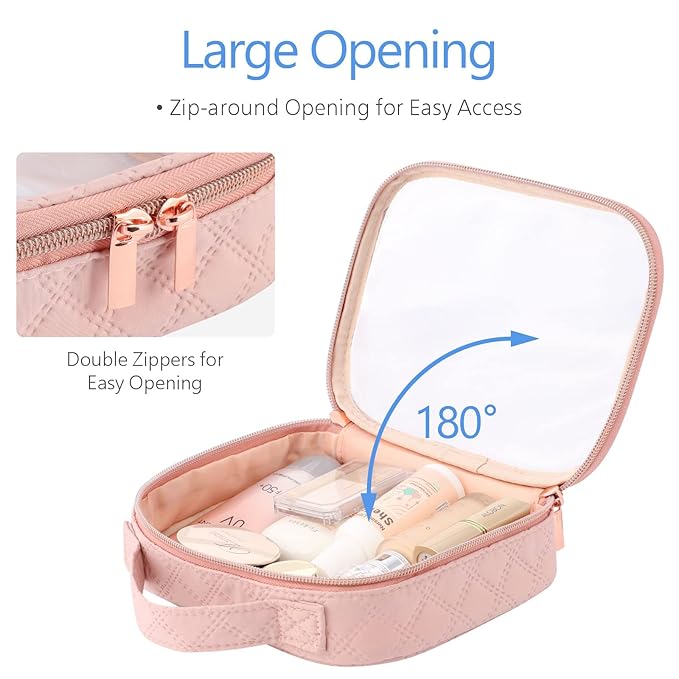 PACKISM TSA Approved Toiletry Bag 3 Medium, 3-1-1 Compliant Clear Makeup Bag with Handle, Quart Size Toiletry Bags Fit Carrv-on Travel Essentials, Water Resistant PVC, Rose Pink