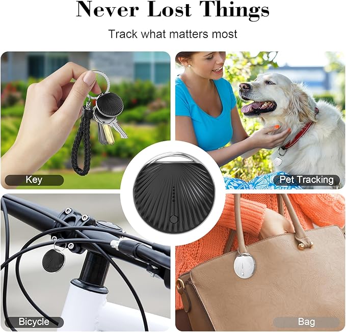 Air Tracker Tags-4 Pack, [MFi Certified] Smart Tag, Pet Bluetooth Tracker for Apple Find My, IP68 Waterproof,Replaceable Battery, Key Finder and Item Locator for Keys, Luggage, Pets, Wallet (iOS Only)