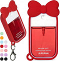 Silicone Bow Case Compatible with Touchland Hand Sanitizer Spray 1 oz (30 mL), Cute Holder with Keychain Clip, Gift for Girls