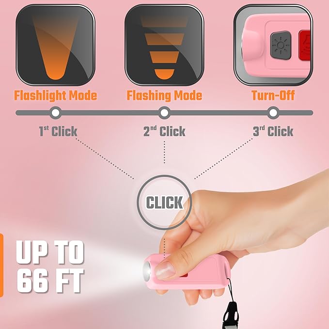 Personal Safety Alarm Keychain for Women - 130dB Rechargeable Self Defense Key Chain Siren - Waterproof Panic Button with Light and Low Battery Notice