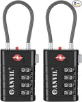 ANVIL TSA Approved Luggage Locks, 4 Digit Combination Travel Suitcase Locks with TSA008 Core and Open Alert Indicator, Zinc Alloy Body. (2, Black)