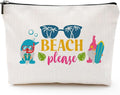 ZUYUROU Beach Makeup Bag for Women, Funny Travel Cosmetic Pouch, Beach Please Zipper Bag, Summer Vacation Gift, Tropical Aesthetic Bag for Girls, Best Escape Anyone Can Have Travel Organizer