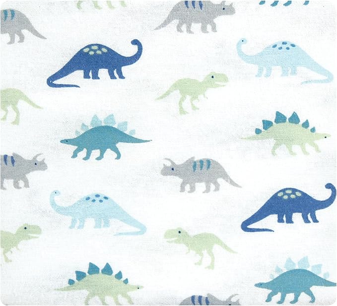 Hudson Baby Unisex Baby Cotton Flannel Receiving Blankets Bundle, Soft Teal Dino, One Size