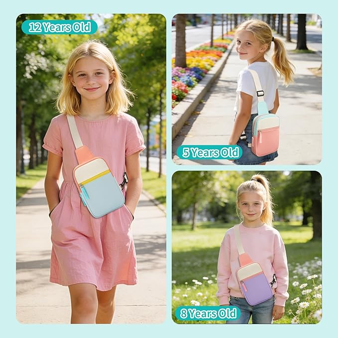 Graduation Mothers Day Gifts for Daughter Teen Girl Her, Fanny Pack Birthday Gifts for 8 9 10 11 12 Year Old Girls, Preppy Crossbody Bag, Adjustable Sling Bag Purse Trendy Stuff Kids Travel Essential
