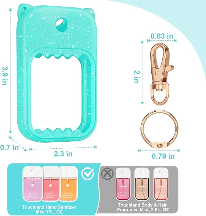 Hand Sanitizer Spray Case for Touchland Silicone Touchland Case Keychain Cute Hand Sanitizer Holder Keychain Compatible with Touch land Power Mist Gentle/Glow Mist