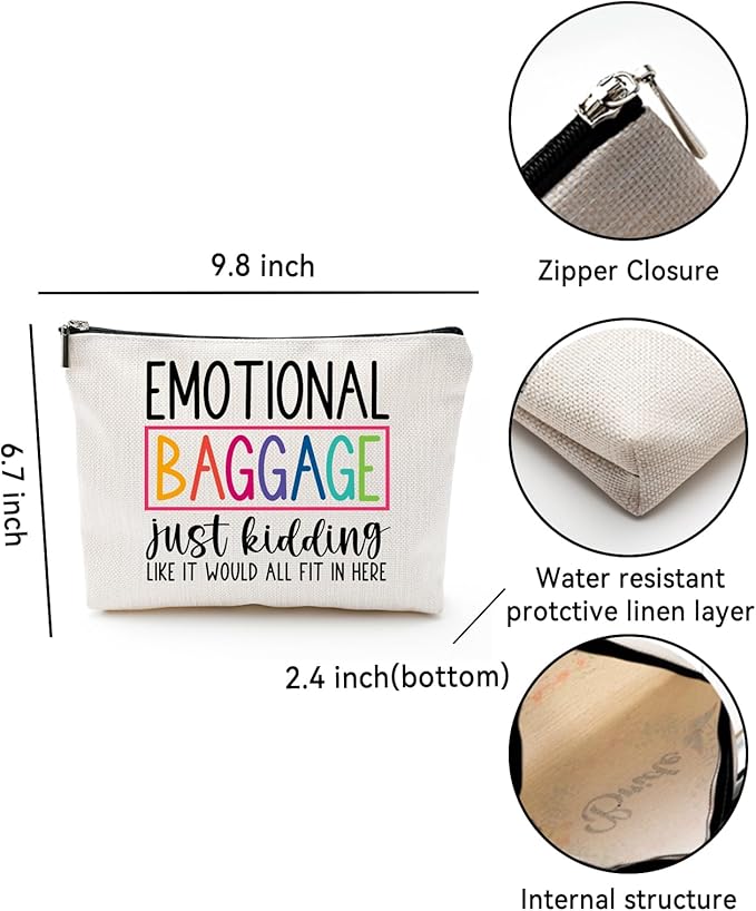 ZUYUROU Funny Gifts for Women, Friends, Hostess Gift Ideas Cool Gifts for Women Mom Grandma Birthday Gift Ideas Gag gifts Girls Weekend Fun Makeup Travel Bag Cosmetic Bag Emotional Baggage