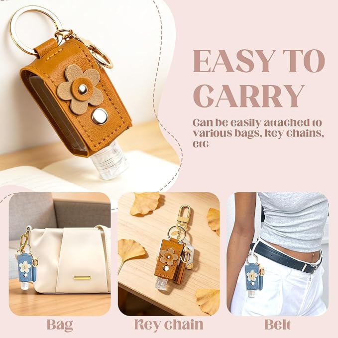 4Pcs Hand Sanitizer Keychain, 30ml Refillable Portable Hand Sanitizer for Toiletry Lotion Liquid Soap Shampoo