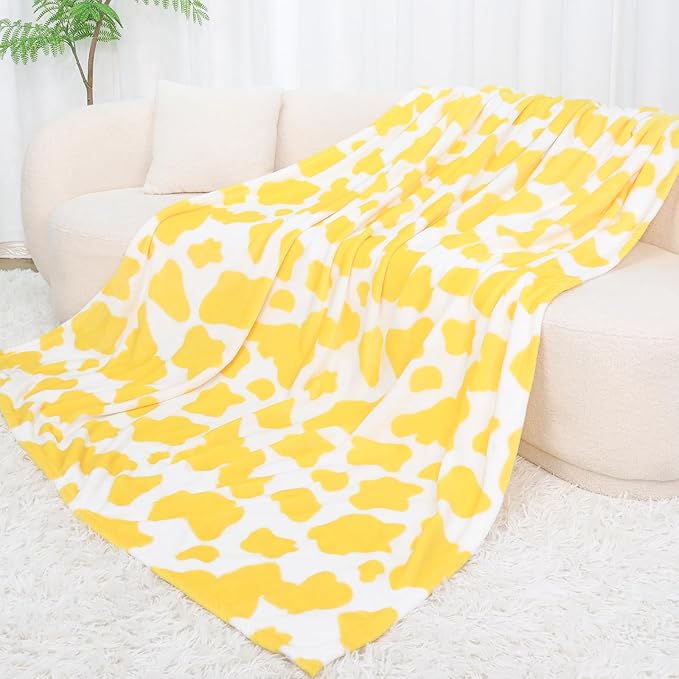 Yellow Blanket Twin Size for Bed & Couch - Large Soft Plush Fleece Blanket Throws for Families, Yellow Western Country Decor for Bedroom & Living Room, All Seasons Cozy Bedding 60" x 80"