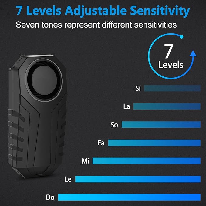 Bike Alarms for Ebikes, 113db Loud Ebike Alarm Anti Theft with Remote, Motion Sensor Scooter Alarm，Waterproof, Sensitivity Adjustable & SOS, for Motorcycle Bicycle Tricycle Mobility