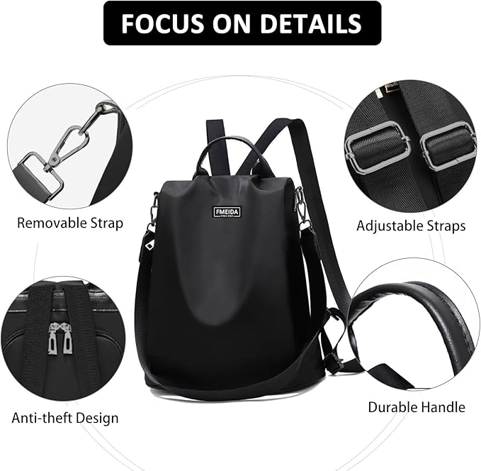 Large Travel Backpack for Women Waterproof Back Pack Black Shoulder Bag Fashion Backpack Purse Anti-Theft Daypack for College Work