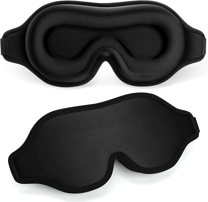 FlyCoco Blackout Eye Mask for Sleeping, 3D Contoured Cup No Pressure Sleep Mask with Adjustable Strap, Ultra-Thin Sides Breathable Lightweight Soft Eye Cover for Men Women Home Travel Airplane Party