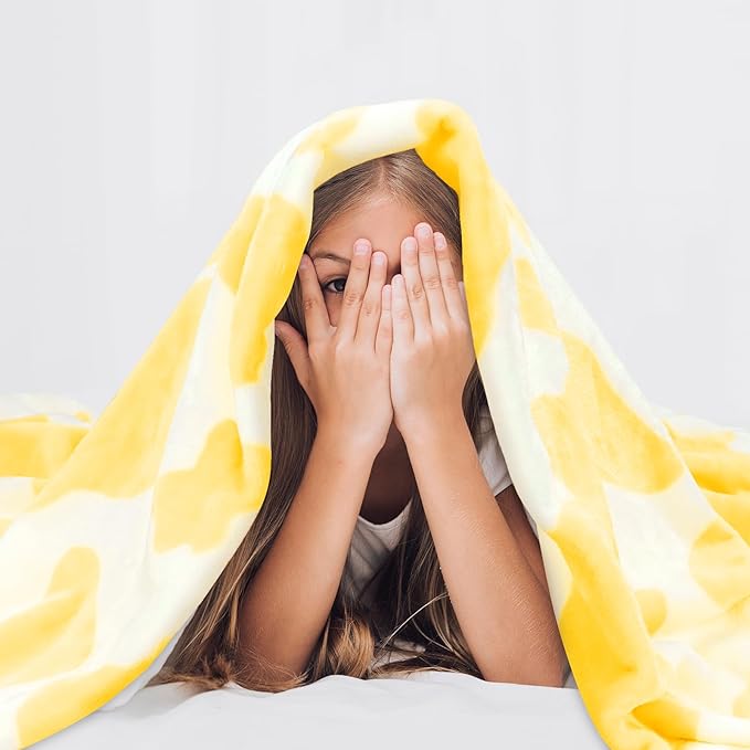 Yellow Fleece Blanket Lightweight Soft Throw Blanket for Couch Sofa Bed All Seasons 50x60 inches Yellow Gifts for Girls Women Birthday