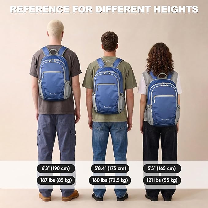 Seektop Lightweight Packable Hiking Backpack Waterproof Expandable 20L-28L for Women Men, RFID Day Pack for Travel & Camping