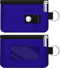 Minimalist RFID Blocking Small Wallet with ID Window,WaterResistant Zip Id Case Wallet with Lanyard Keychain for Cards,Cash,Travel,Women,Men (Sapphire Blue)