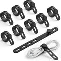 Lamicall 10Pack Silicone Cable Ties Cord Organizer - Durable Reusable Wire Management Wrap with Lock Buckle, Elastic Charger Cable Strap Ties, Electrical Cord Keeper for Travel, Home Accessories
