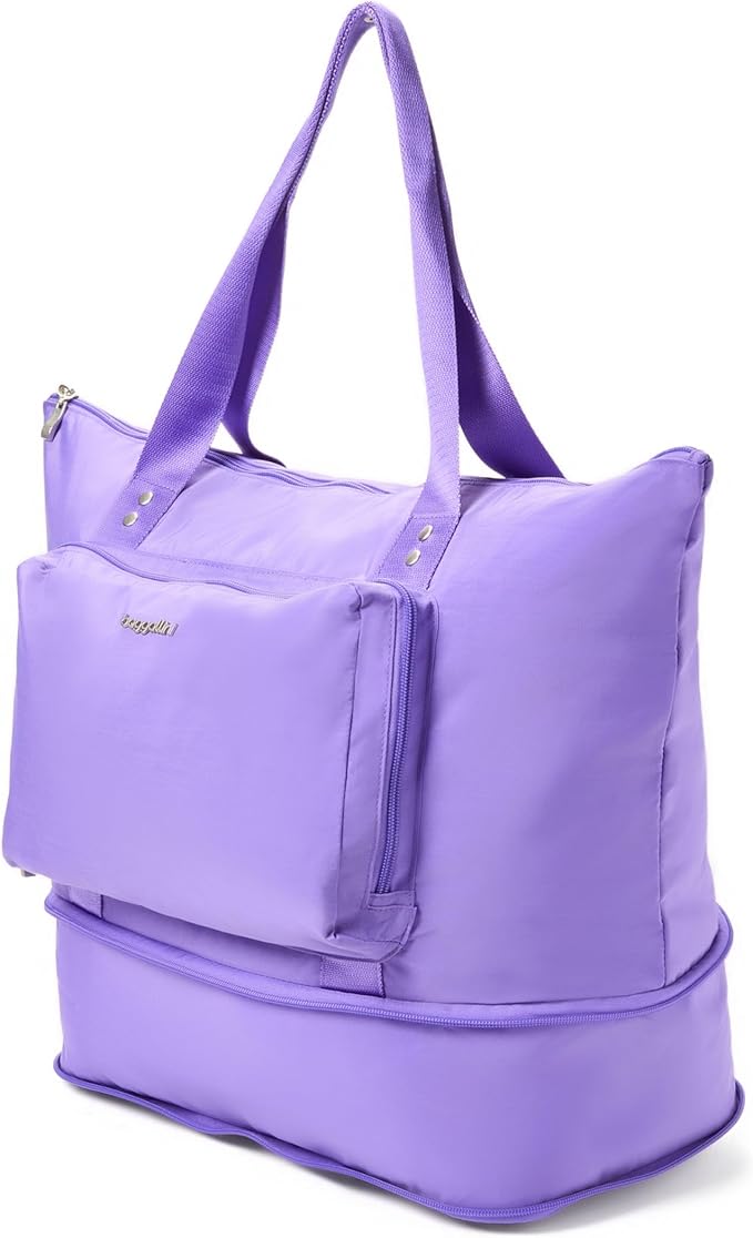 Baggallini Carryall Expandable Lightweight Travel Tote 22" Packable Folding Compact Nylon Washable Weekender w/Luggage Sleeve