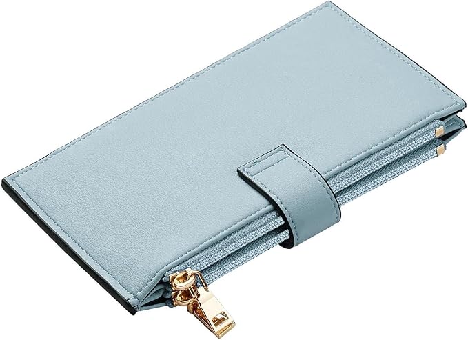 Travelambo Leather Wallets for Women Slim RFID Blocking Bifold Credit Card Holder Wallet
