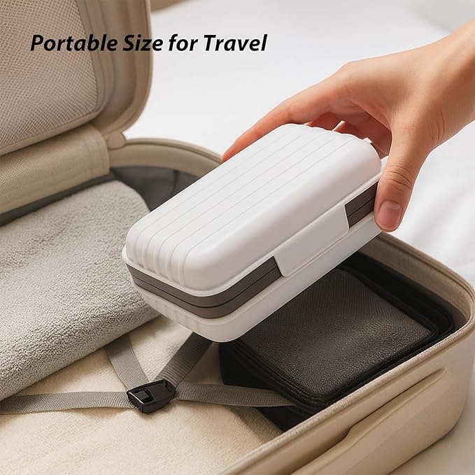2 Pack Travel Soap Case with Lid, Leakproof and Portable Soap Holder with Removable Drain Tray for Home, Bathroom, Hiking, Camping, Outdoor (Blue, White-n)
