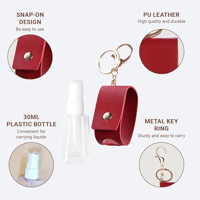 Keychain Alcohol Spray Bottle, Mini Travel Size Spray Bottle 1 oz, Portable Refillable Hand Sanitizer Bottle Case