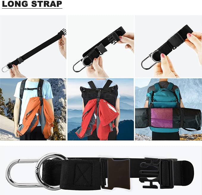 ZINZ Elastic Jacket Gripper Travel Strap with D-Ring Hooks and Buckle, Suitcase Straps Belts Travel Accessories, Makes Your Hands Free