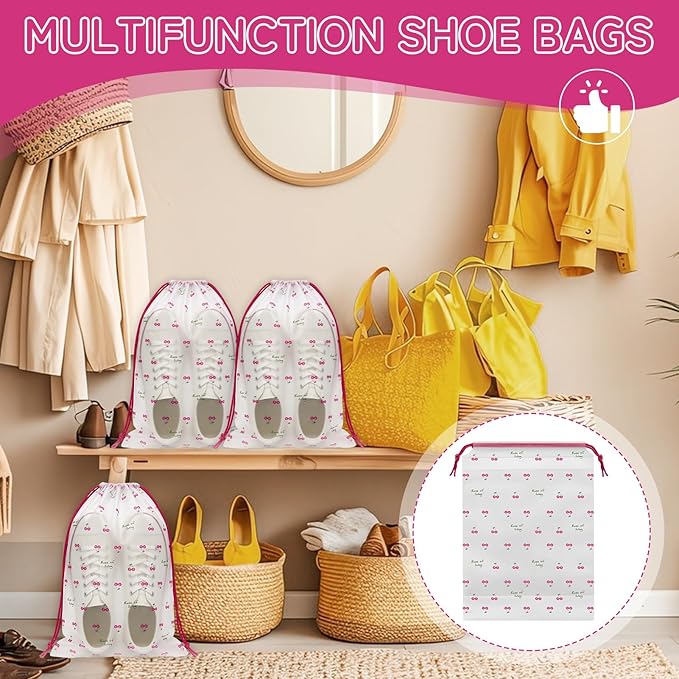 Shoe Bags for Travel, 13.8" x 11.8" Travel Shoe Bags for Packing, Large Waterproof Portable Travel Shoe Storage Bags Travel Essentials Women for and Men (20, Cherry)