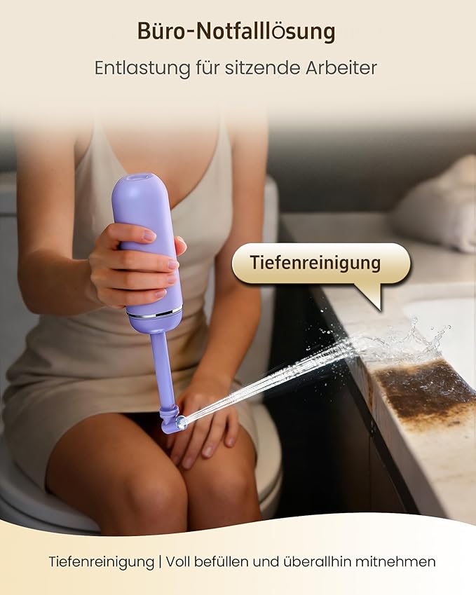 Leak-Proof Portable Bidet for Travel, Full 380ml (12.8oz) Capacity Handle Bidet, Peri Bottle with Secure Seal for On-the-Go Hygiene, Postpartum Care & Camping&Outdoor (Purple)