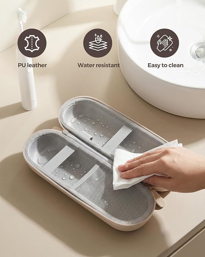 ProCase Electric Toothbrush Travel Case for Oral-B 1000/1500/5000/6000/7000/7500/9600 & iO 7/8/9/10, Philips Sonicare 1100/4100/5100/5300/6100, Water-Resistant Hard Case -L,Beige