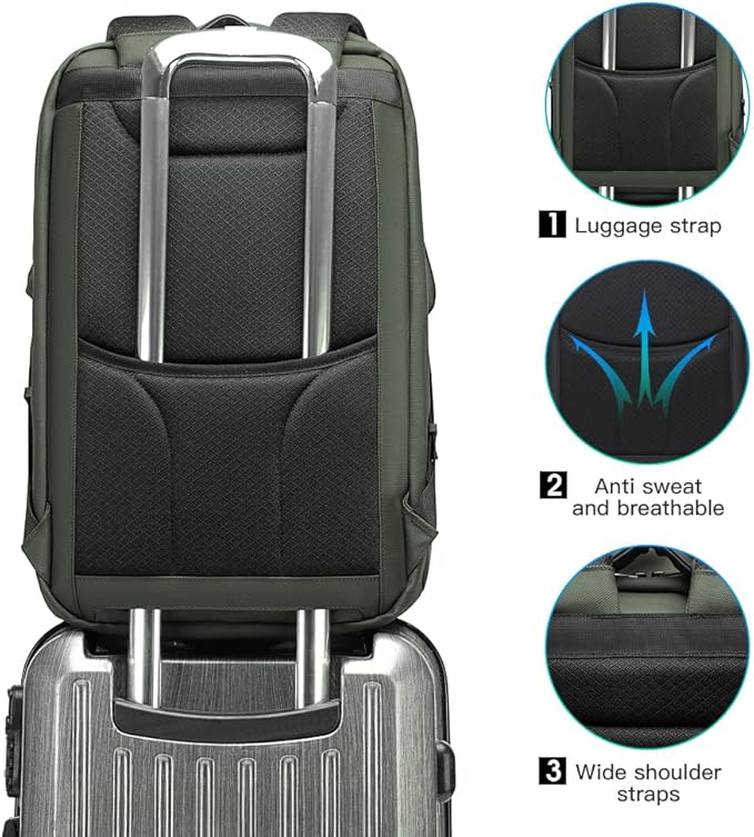 BANGE Travel Laptop Backpack, Anti-Theft Bag with USB Charging Port and TSA Lock, Waterproof Business Computer Backpack Fits 17.3 Inch Notebook