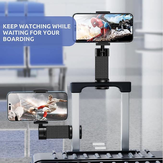 2 PACK Airplane Phone Holder Travel Essentials Accessories – Universal Hands Free Cell Phone Stand Mount for Air Plane Table Seat Desk, Cruise, Car & Flight – Mini Size for Vacation, iPhone, Samsung