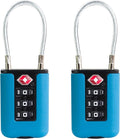TSA Approved Luggage Locks, 3-Digit Waterproof Padlock, Combination Travel Cable Lock, Lockers, Suitcases, Toolboxes (Blue+Blue)