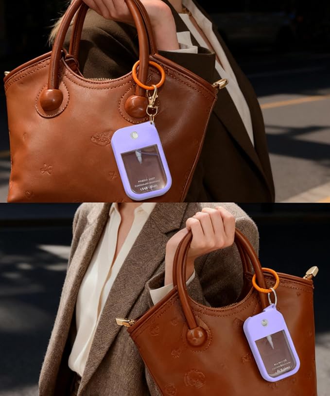 Silicone Case Compatible with Touchland Hand Sanitizer Spray 1 FL. OZ./30 mL, Stylish Hand Sanitizer Mist Accessory with Portable Keychain (Purple, 1 Pack)