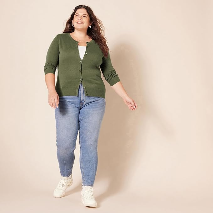 Amazon Essentials Women's Lightweight Crewneck Cardigan Sweater (Available in Plus Size)