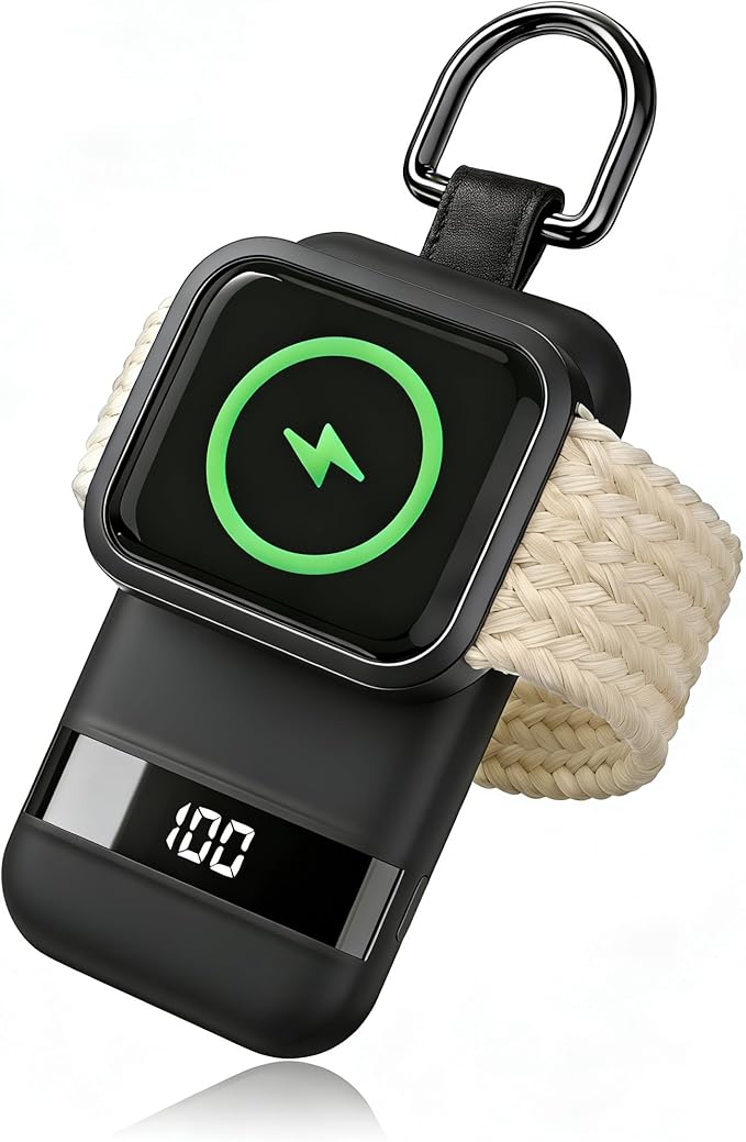 5W Fast Portable Charger for Apple Watch, 2500mAh & Digital Display – Magnetic Fast Charging iWatch Charger for Travel – for Apple Watch Series