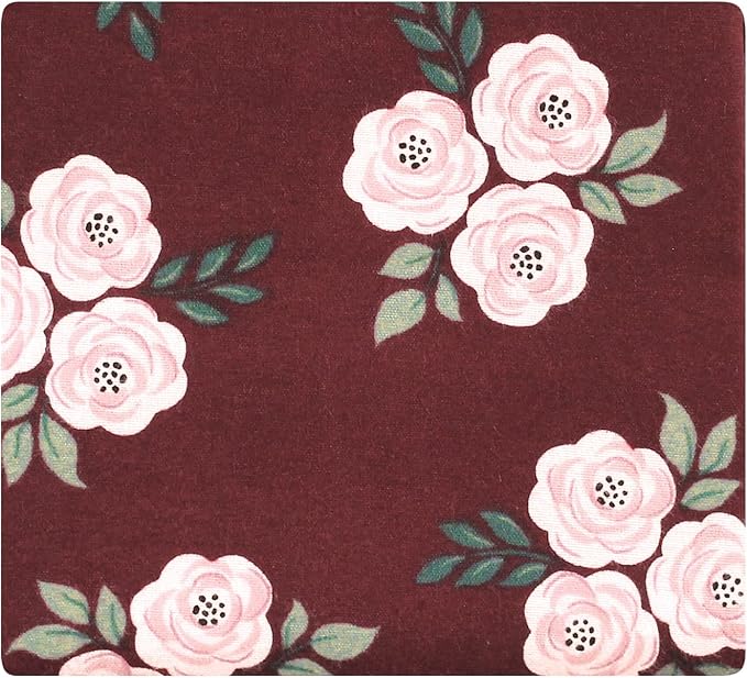 Hudson Baby Unisex Baby Cotton Flannel Receiving Blankets, Burgundy Floral, One Size