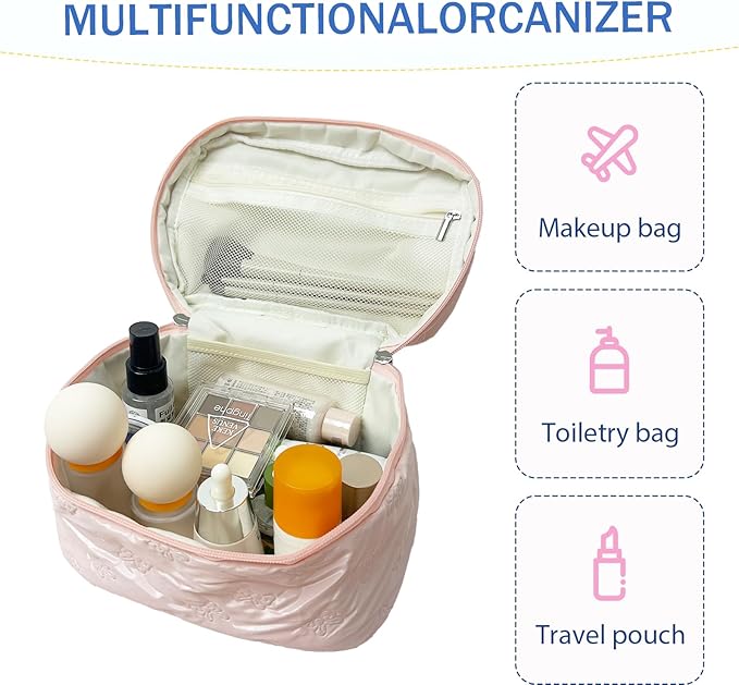 Makeup Bag Toiletry Bag for Women, Waterproof Material with Handle, Can Accommodate Toiletries, Makeup Brush Accessories（Pink）