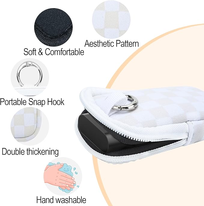 Hand Sanitizer Spray Case,Compatible with Popular Sanitizers,Zipper Pouch for Hand Sanitizer,Cute Fashion Accessories with Snap Hook for Glow Mist and Power Mist 1FL OZ,Suitable for Outdoor(Checkered)